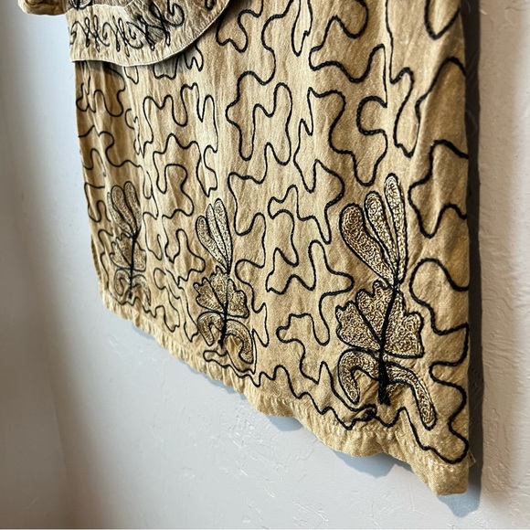 Fairy bohemian boho embroidered eccentric hippy maxi shirt set nature Lagenlook - Picture 9 of 16